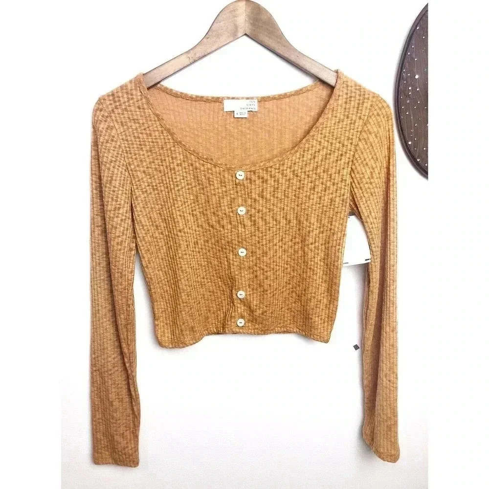 Ten Sixty Sherman Mustard‎ Thermal Crop Top NWOT Small